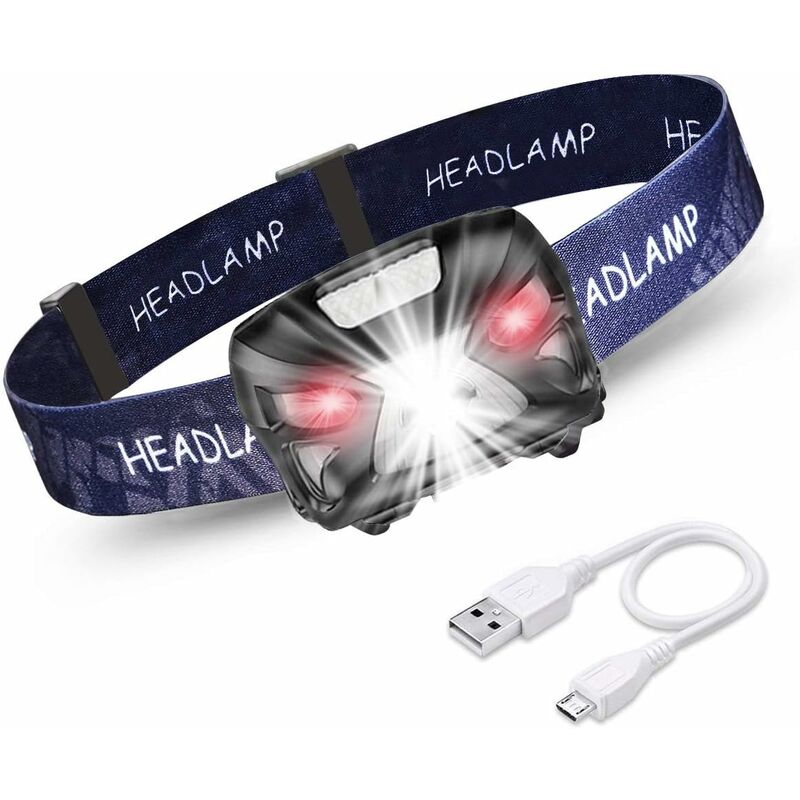 

Linterna frontal LED, Faros delanteros USB recargables con sensor de movimiento, 300LM Iluminación de 8 modos IPX4 Impermeable, 30 horas continuas,