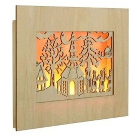 LED Holzbild beleuchtete Kirche
