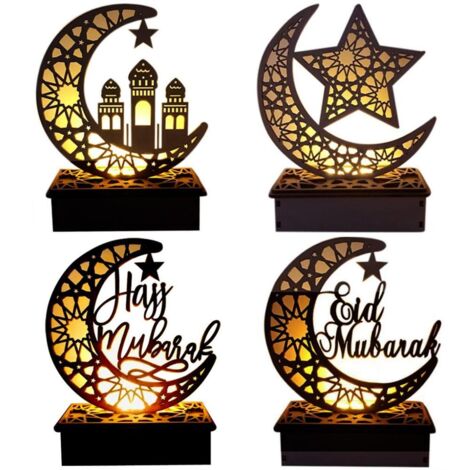 LED-Holzornamente zum Eid Mubarak, Ramadan-Dekoration für Zuhause, islamische Feier