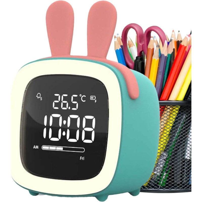 Lntyq - led Horloge Digitale, Le joli réveil intelligent de dessin animé de cerf bleu est spécialement conçu pour les enfants et les étudiants Il est