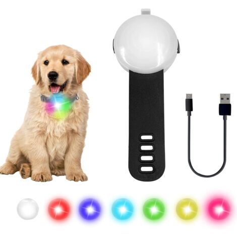 LED-Hundelicht-Halsband-Hängelampe, wasserdicht, wiederaufladbar, LED-Hundelicht, 4 Farbwechselmodi, verstellbar an der Halsbandleine für nächtliche Spaziergänge, Laufen, Camping, Radfahren, Schwarz