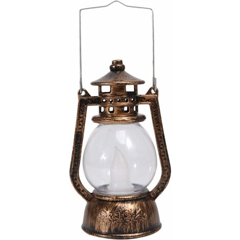 Led Hurricane Lamps Portable Battery Operated Storm Lantern Retro Bronze Oil Lamps for Home Bar Garden Camping