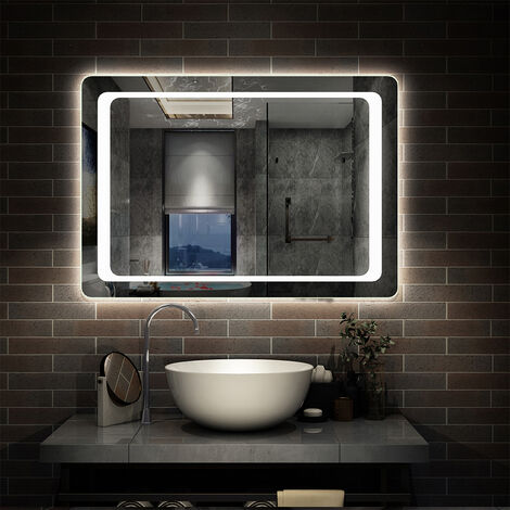 LED Illuminated Bathroom Mirror with Light and Demister 700 x 500 mm Motion Sensor Control