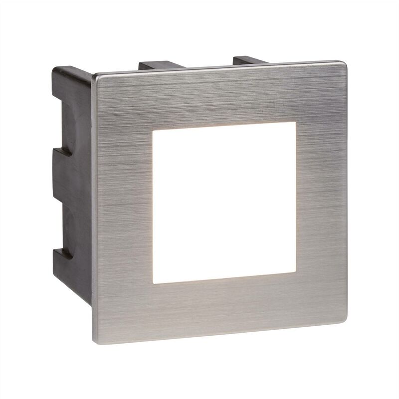 761 - LED Indoor / Outdoor Square Recessed Wall Light White, Brushed Chrome IP65