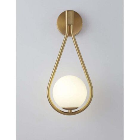 LED Indoor Wall Lamp, 5W LED Glass Ball Indoor Wall Light, Vintage Indoor Wall Lamp for Living Room, Bedroom, Bedside, Stairs (Gold) MUMU