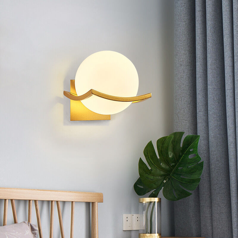LED Indoor Wall Light, Glass Wall Lamp, Round, Modern Design Glass Ball Wall Light for Bathroom, Living Room, Bedroom, Hallway (Bulb Not Included),
