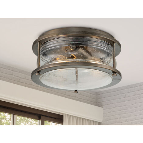 LED Industrial Deckenleuchte für Innen & Außen, Bronze Ø30,5cm
