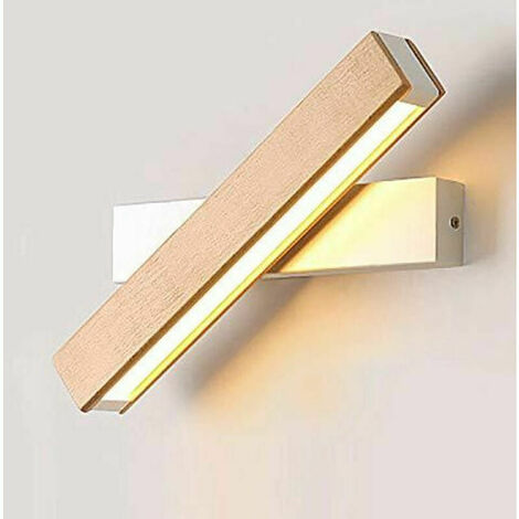 LED-Innenwandleuchte, 360 ° drehbar mit einfacher Massivholzbeleuchtung, moderne Wandleuchte für Schlafzimmer