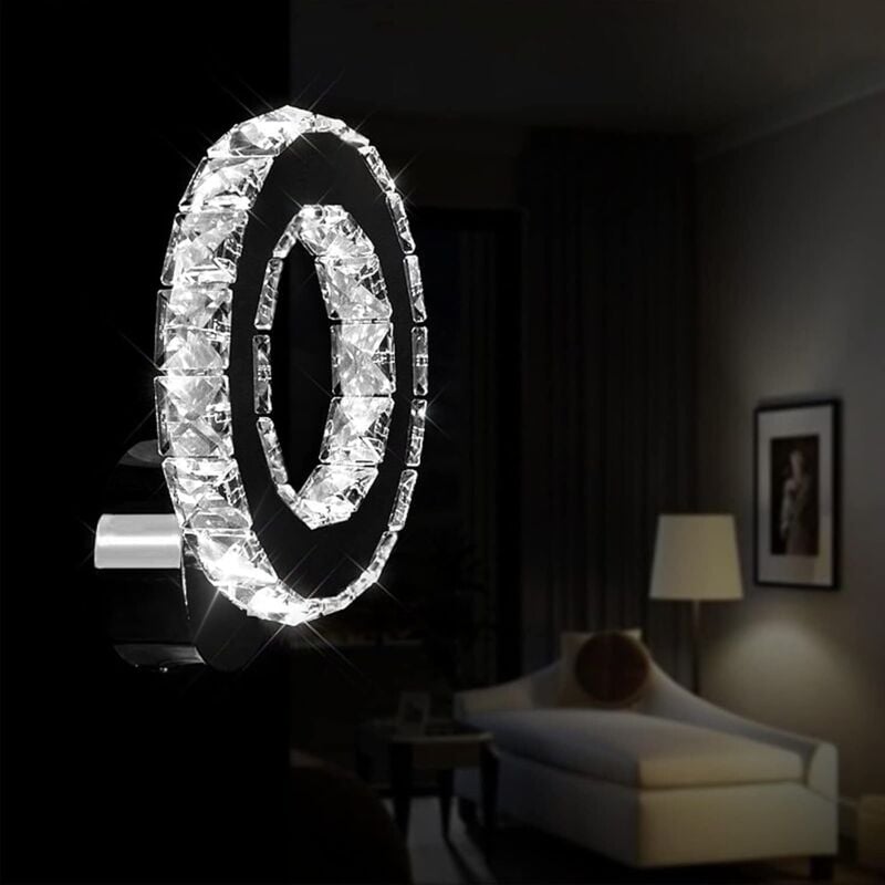 Applique murale led en K9 Crystal, 16 w Applique murale Lampe de mur pour Salon Chambre à coucher Couloir, Lumière blanche froide 6500K - Comely
