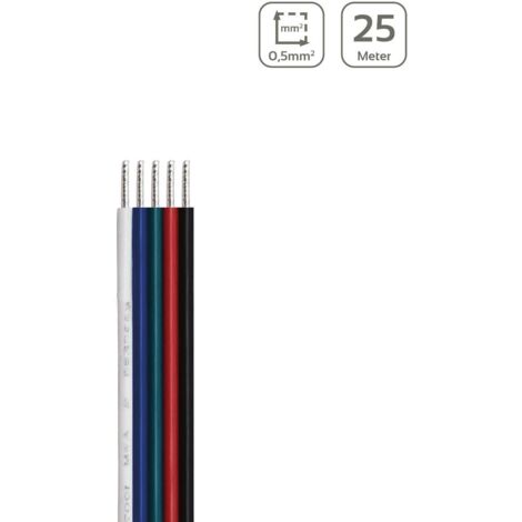 LED Kabel RGBW 5-polig - Querschnitt: 5x0,5mm² / AWG20 - Länge: 25m
