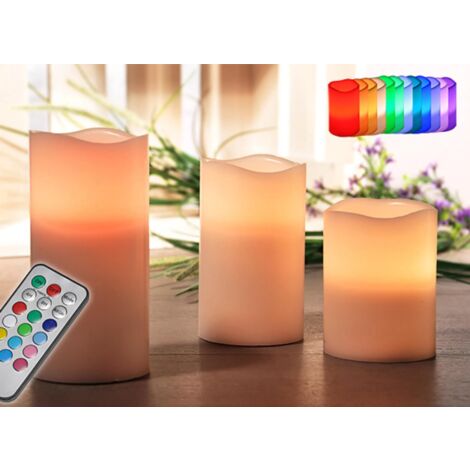 LED-Kerze, 3er Set - Mit Fernbedienung - Farbwechsel oder Dauerlicht