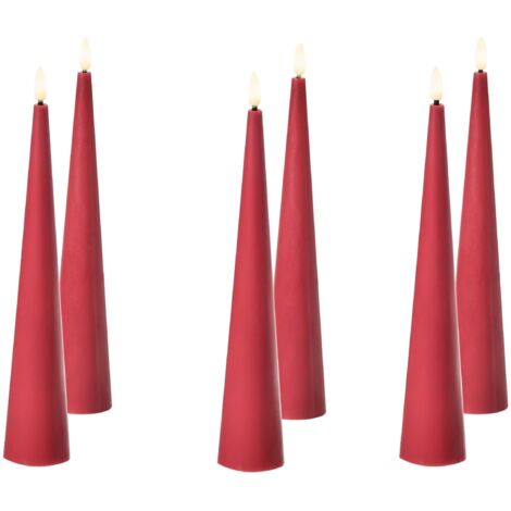 LED Kerzen 6er Set AURUM 28 cm Rot