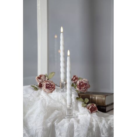 LED-Kerzen Flamme Shine 2er Set Wachs Weiß H 245cm Ø 21cm