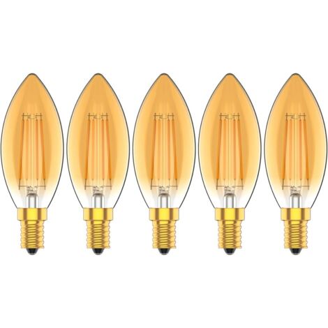 LED-Kerzenlampen E14 4 W, Glühlampe entspricht 30 W, 2200 K Warmweiß, 300 lm, Cri80+, kleiner Schraubsockel, Kronleuchter-LED-Lampen, 5 Stück