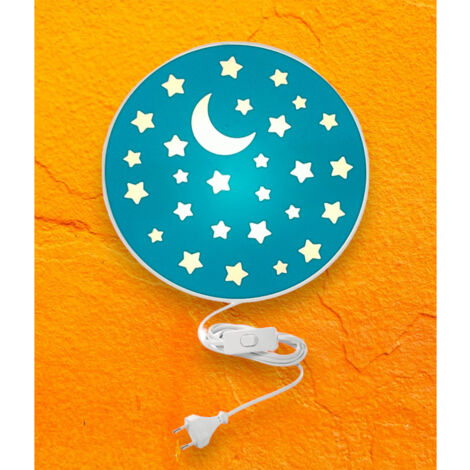 LED Kinderzimmer Wandlampe mit Stecker und Schalter, Petrol Ø 25cm