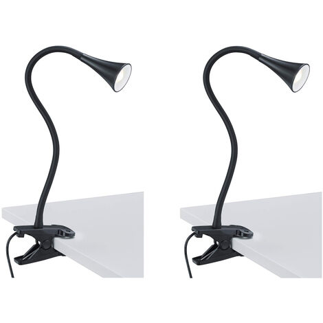 LED Klemmleuchten 2er SET 1 flammig  Schwanenhalslampe in Schwarz