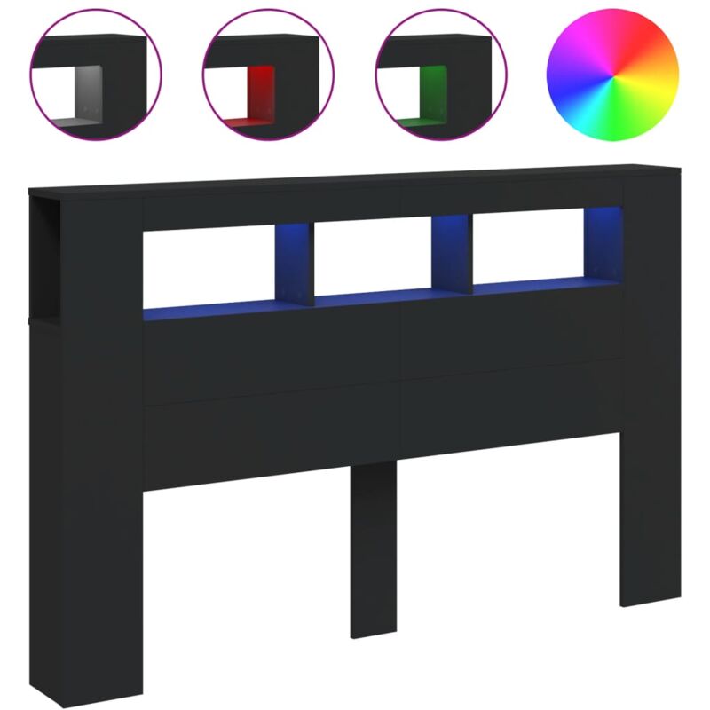 Led-kopfteil Schwarz 160x18, 5x103, 5 Cm Holzwerkstoff Vidaxl