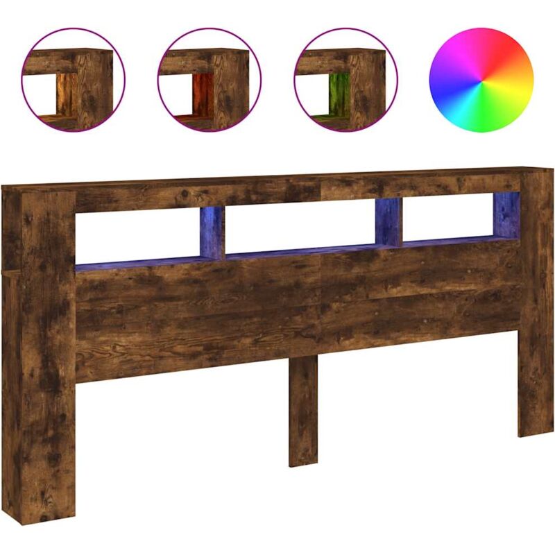 Led-kopfteil Räuchereiche 220x18, 5x103, 5 Cm Holzwerkstoff Vidaxl