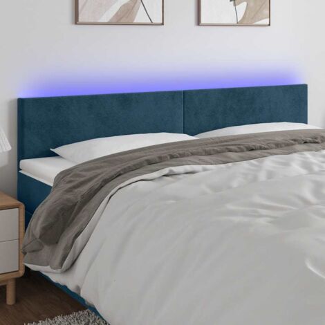 LED Kopfteil Dunkelblau 200x5x78/88 cm Samt