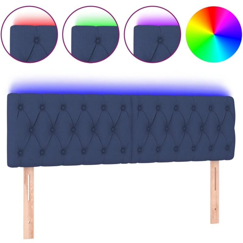 Vidaxl Led Kopfteil Blau 160x7x78/88 Cm Stoff