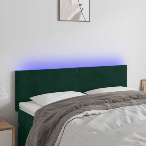 LED Kopfteil Dunkelgrün 144x5x78/88 cm Samt