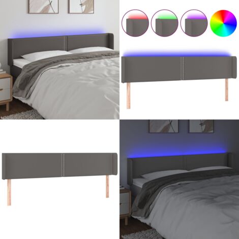 LED Kopfteil Grau 203x16x78/88 cm Kunstleder - LED Kopfteil - Bett Kopfendeckung - Kopfteil Grau - Beleuchtung Fürs Bett - Nachttischlampe - Home & Living