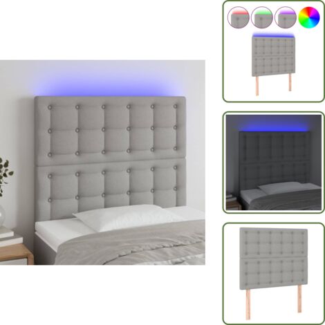 LED Kopfteil Hellgrau 100x5x118/128 cm Stoff - LED Kopfteil - Bett Kopfteil - Kopfteil Hellgrau - Betten Zubehör - Nachttischlampe