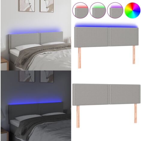 LED Kopfteil Hellgrau 144x5x78/88 cm Stoff - LED Kopfteil - Bett Kopfteil - Kopfteil Hellgrau - Leselampe Bett - Nachttischlampe - Home & Living