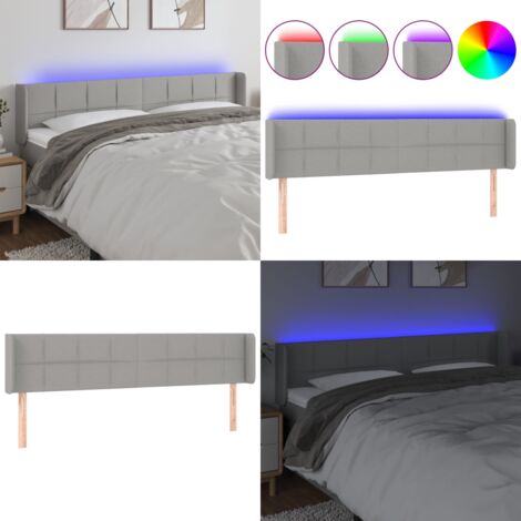 LED Kopfteil Hellgrau 183x16x78/88 cm Stoff - Bettkopfteil - LED Beleuchtung - Kopfteil Hellgrau - Betten Zubehör - Nachttischlampe - Home & Living