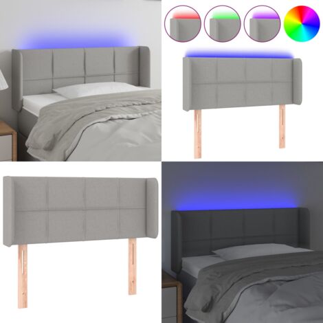 LED Kopfteil Hellgrau 93x16x78/88 cm Stoff - LED Kopfteil - Bett-Kopfteil - Kopfteil Hellgrau - Leselampe Fürs Bett - Nachttischlampe - Home & Living