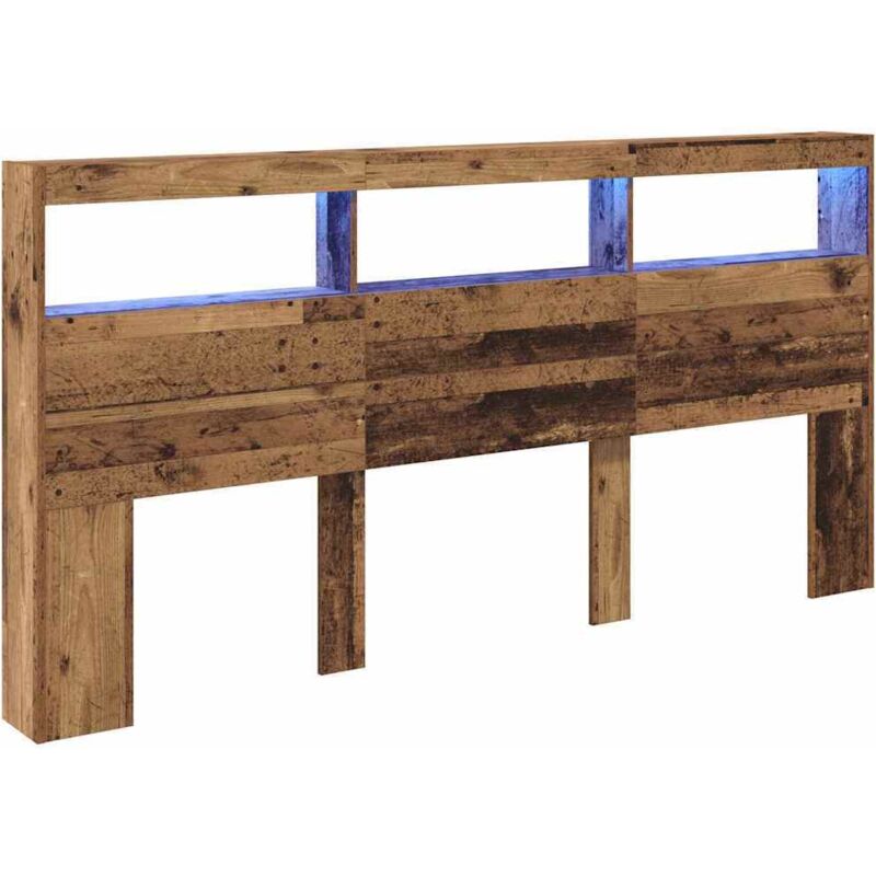 Kopfteil Mit Regal Altholz 200 X 17 X 102 Cm Holzwerkstoff Vidaxl