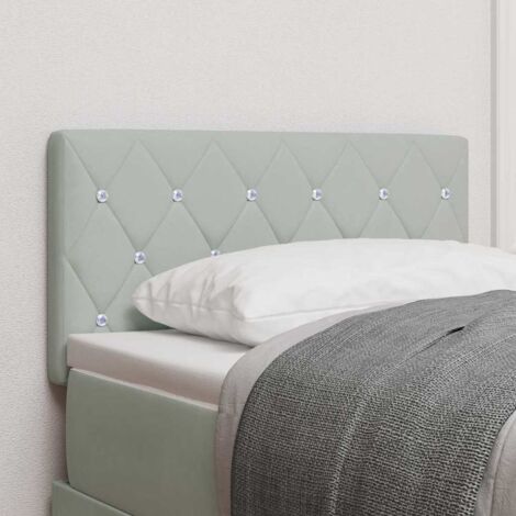 LED-Kopfteil mit LED-Lichtleisten Argyle Hellgrau 80 cm Samt vidaXL