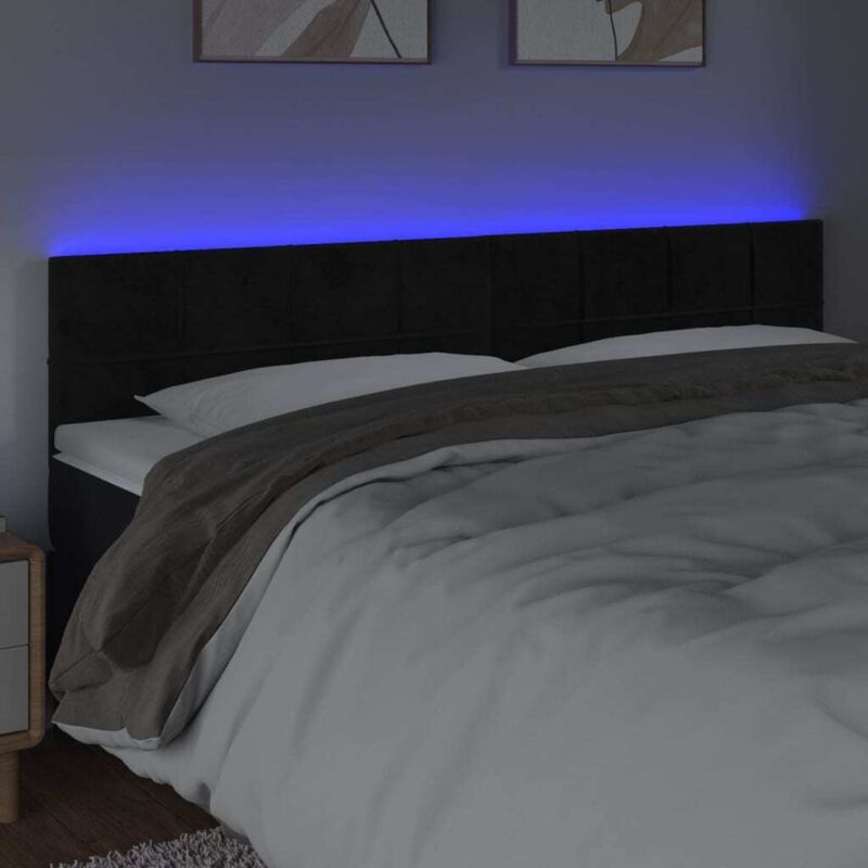 Led Kopfteil Schwarz 180x5x78/88 Cm Samt Vidaxl