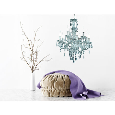 LED Kronleuchter 9-flammig Silber Chrom mit Acryl Kristall Ø 61cm