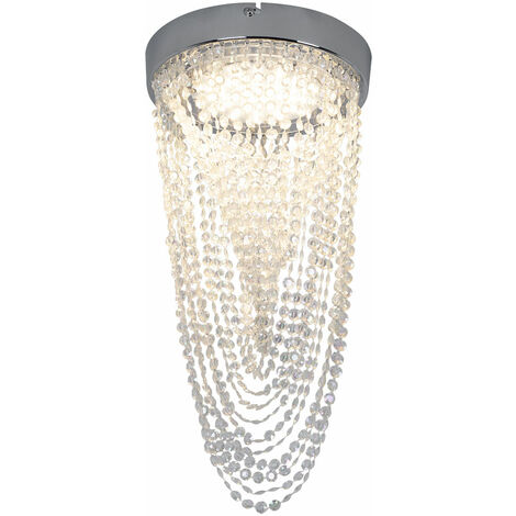 LED Kronleuchter Deckenleuchte Deckenlampe Kristallleuchte, Kristallbehang Chrom, 12W 910lm 3000K, DxH 20x34 cm