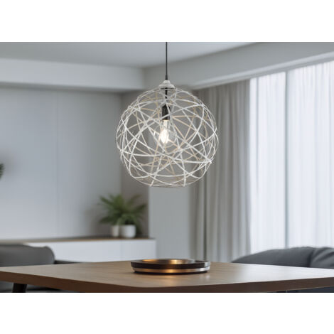 LED Kugel Pendelleuchte Grau Antik mit Drahtgeflecht, Ø 40cm