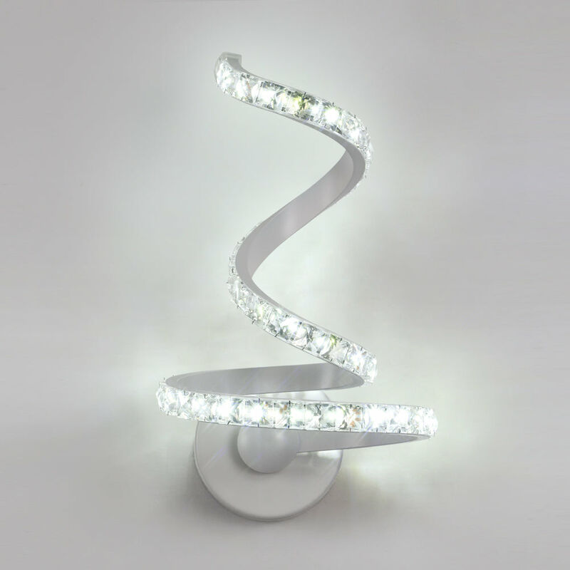 Image of Led Lampada da Parete in Cristallo, 12W Applique da Parete in Alluminio Stile Nordico, Applique in K9 Cristallo per Camera da Letto Soggiorno