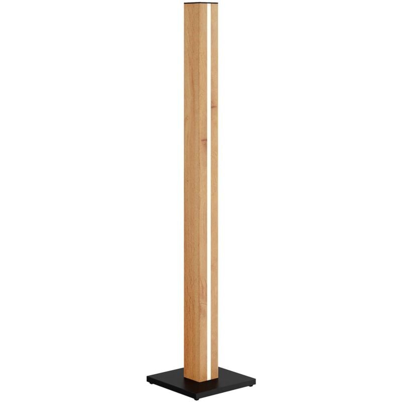 LED Lampadaire Bois (Avec variateur d'intensité tactile) à intensité variable 'Eldder' en bois pour salon & salle à manger - noir, bois clair