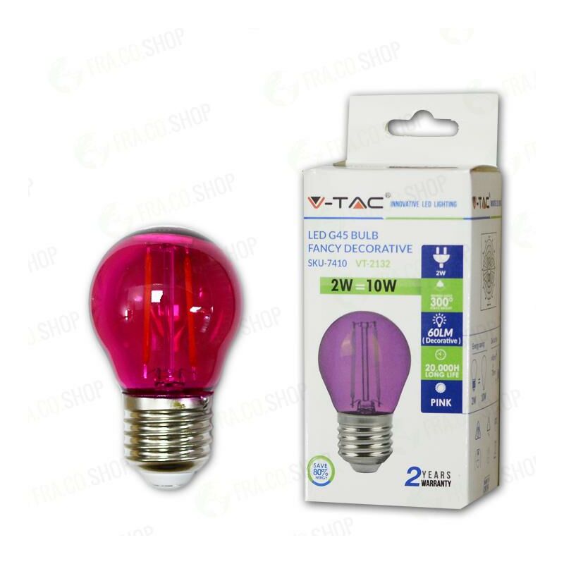 Led lampadina - 2W filamento E27 G45 colore rosa