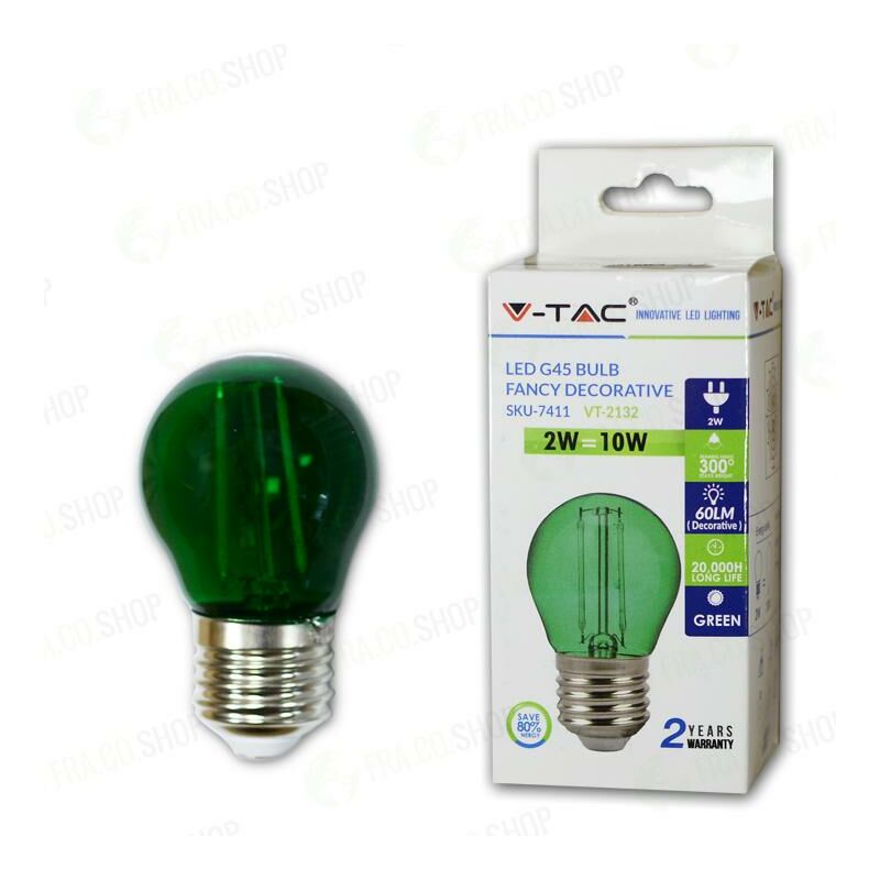 Led lampadina - 2W filamento E27 G45 colore verde