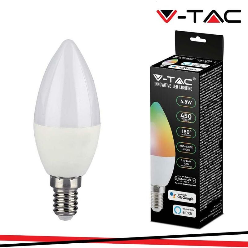Image of Esolution - led lampadina 4.5W E14 candela smart rgb ww cw amazon alexa & google home compatible white