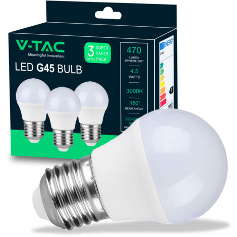 LED LAMPADINA 4.5W E27 G45 3000K 3PCS/PACK                                                               - Luce CALDA