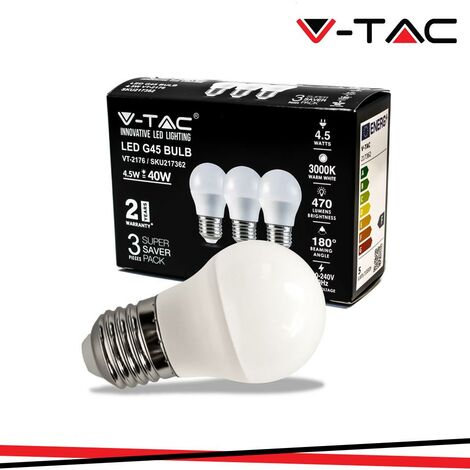 LED LAMPADINA 4.5W E27 G45 4500K 3PCS/PACK                                                               - Luce NATURALE