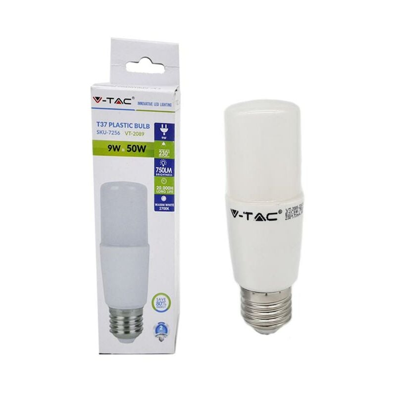 Led lampadina - 9W T37 plastica white 6400K - Luce...