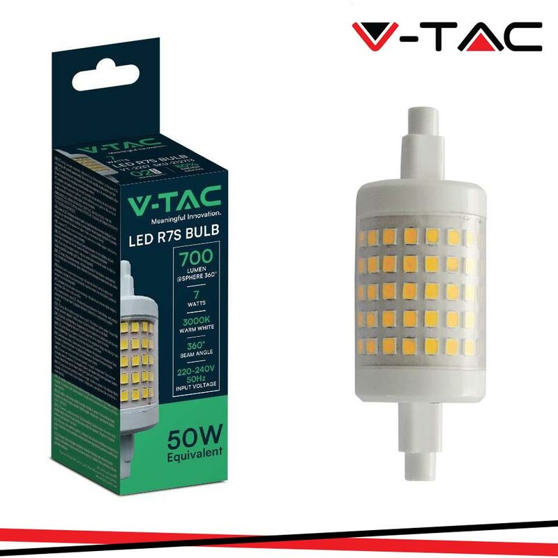 Led Lampadina Plastica 7w R7s 78mm 3000k