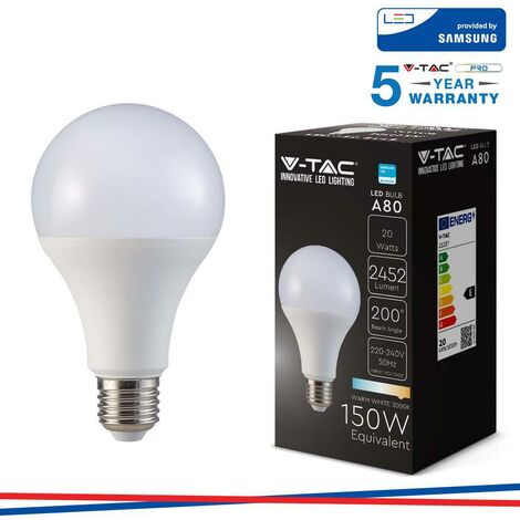 LED LAMPADINA SAMSUNG CHIP 20W E27 A80 PLASTICA 4000K                                                    - Luce NATURALE