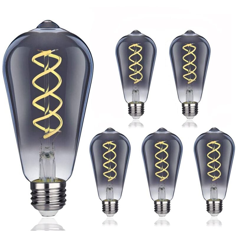Image of Led Lampadina Vintage Edison,6W E27 ST58 2700K Bianco Caldo Retro Stile Lampadina Decorativo Luce filamento lampadina,Ideale per Casa,Caffe,Bar e