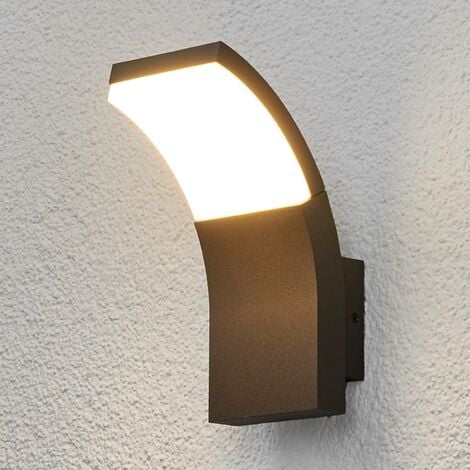 LED Lámpara de pared Led exterior 'Timm' (Moderno) en Negro hecho de Aluminio (1 llama,) de Lucande lámparas de pared LED para exterior aplique, lámpara LED para exterior, aplique para pared - gris grafito, blanco