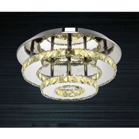 LED Lámpara de Techo Moderno Cristal Acero Inoxidable 30cm Redonda 36W Luz Cálida para Dormitorio Pasillo Salón