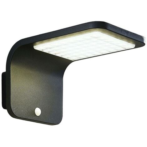 LED Lámpara solar exterior 'Koleno' (Moderno) en Negro hecho de Plástico de Lindby lámparas de pared solares, aplique para exteriores & jardín aplique para pared exterior/ fachada, para vivienda - gris oscuro